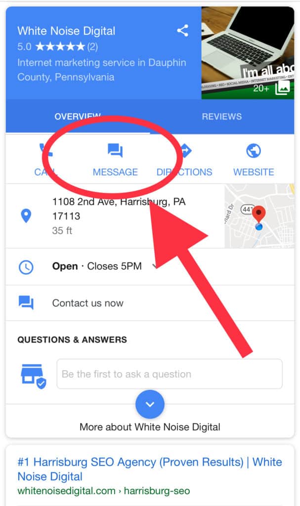 Google My Business Messaging Feature